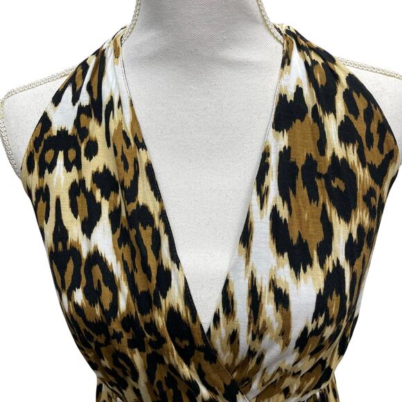 Seven7 Leopard Print Halter Style Maxi Dress Size 14/16 - Picture 5 of 8